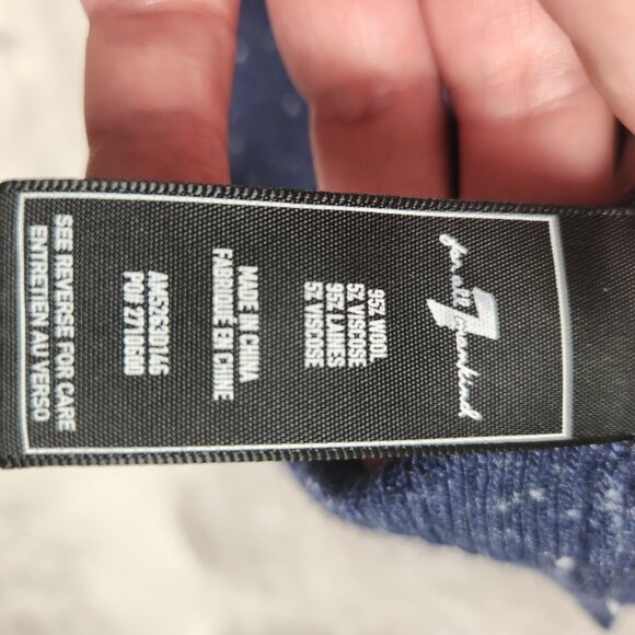 7 For All Mankind Wool Blend Heathered Blue Pullover Men's Size L - Picture 3 of 6